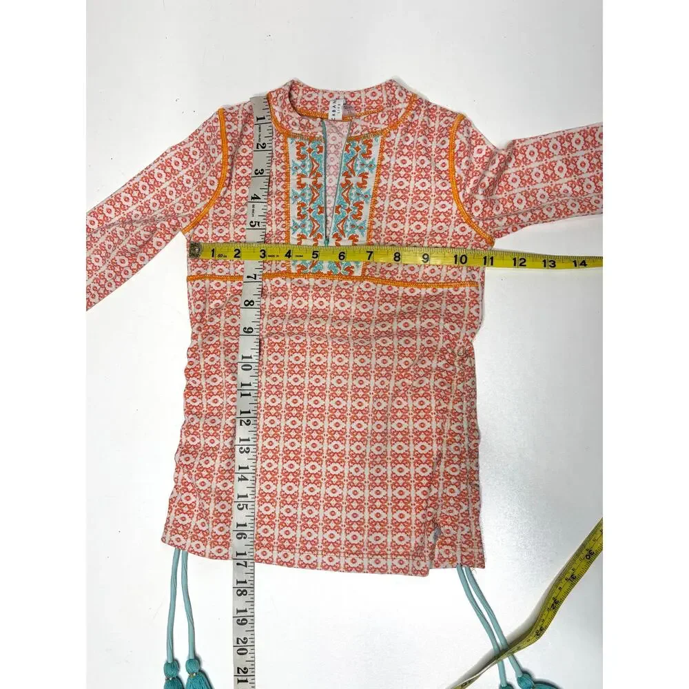 Cabana Life Toddler Girls Zippered Rashguard 3T Orange